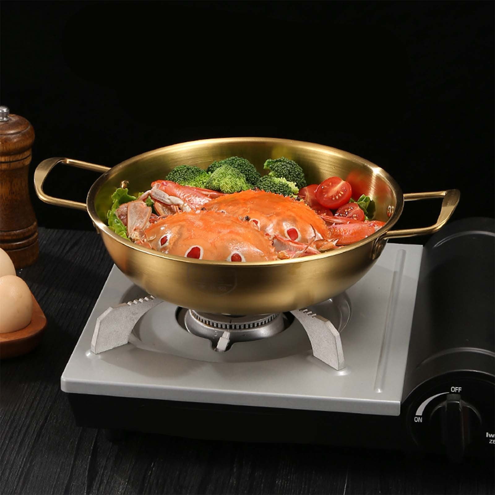 Stainless Steel Instant Noodle Pot, 7.1" Korean Ramen Noodle Pot with Handles Stainless Everyday Pan Golden Korean Cooking Pot for Soup Noodle Pasta Home and — image 5
