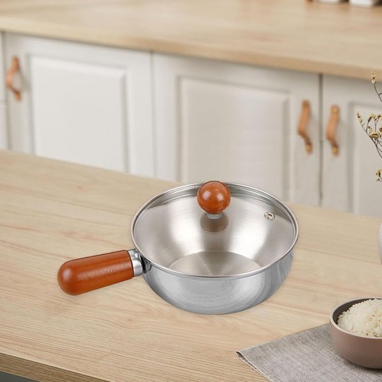 Stainless steel breakfast bowl - Small walnut wood pot for one person - Suitable for fruit salad, yoghurt and muesli (13cm bowl with lid, spoon) โ image 5