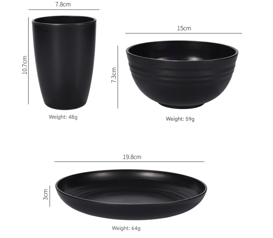 Stylish Light Grey Wheat Straw Dinnerware Set - 24 Pieces Including Plates, Bowls & Cups โ image 2