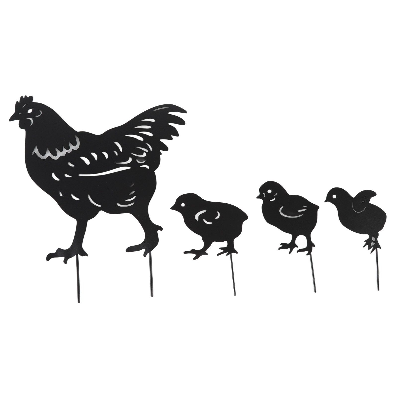 4Pcs Hen Chicken Silhouette Hollow Stake Design Cute Hen Chicken Design Durable Metal Chicken Yard Art