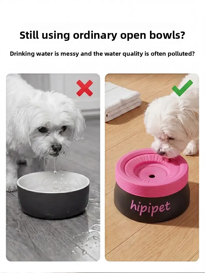 Pet Essential | Splash-Proof Non-Wet Mouth Water Bowl, Dogs and Cats Drink Freely and More Hygienically(Blackberry rose powder 1200ML) โ image 6