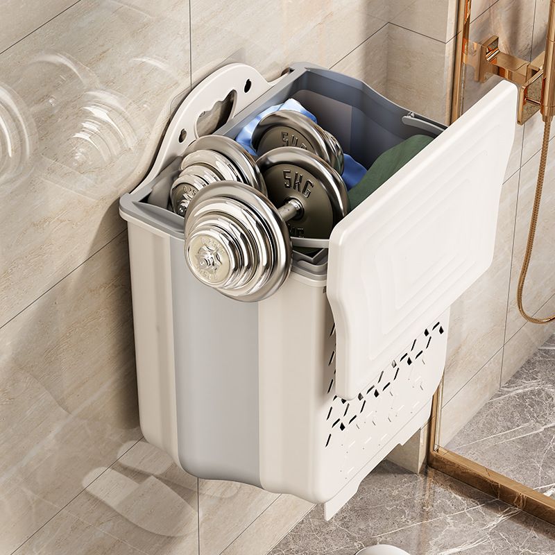 White-Foldable Plastic Laundry Baskets. Wall Hanging Storage Basket. Multi-function Storage Container Waterproof Durable โ image 3