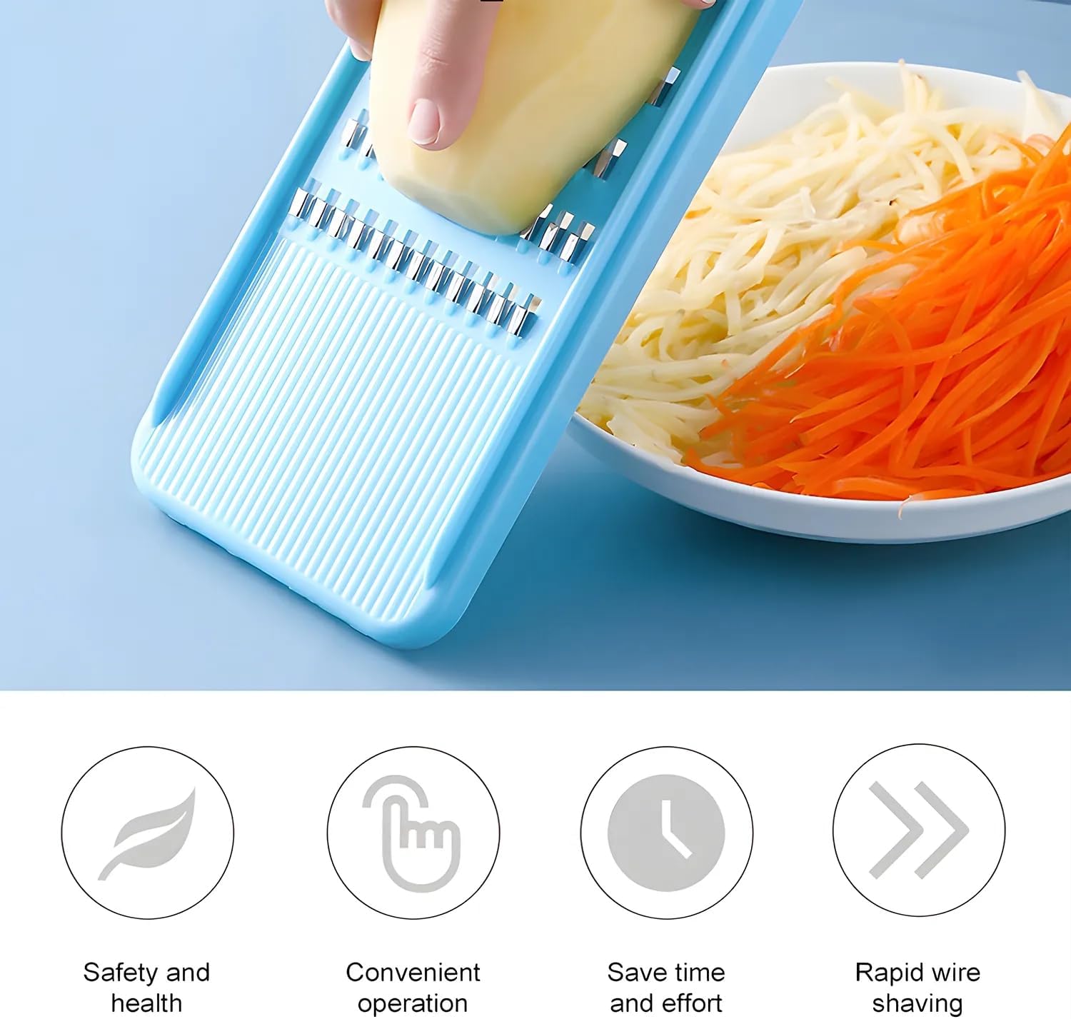 Green Multifunctional Stainless Steel Vegetable Julienne Grater with Anti-Slip Ergonomic Handle for Shredding Slicing Zesting Cheese Citrus — image 4