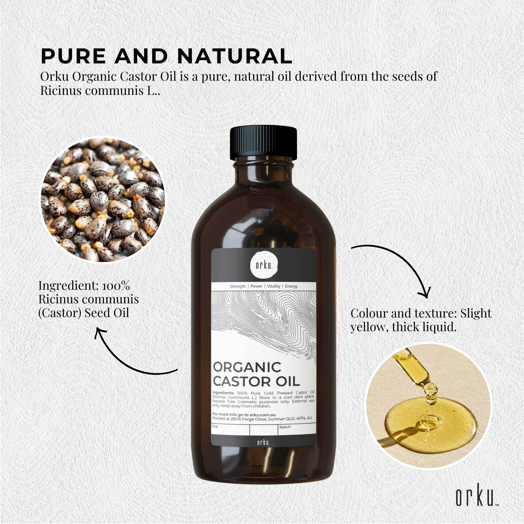 Orku 500ml Organic Castor Oil - Hexane Free Cold Pressed — image 3