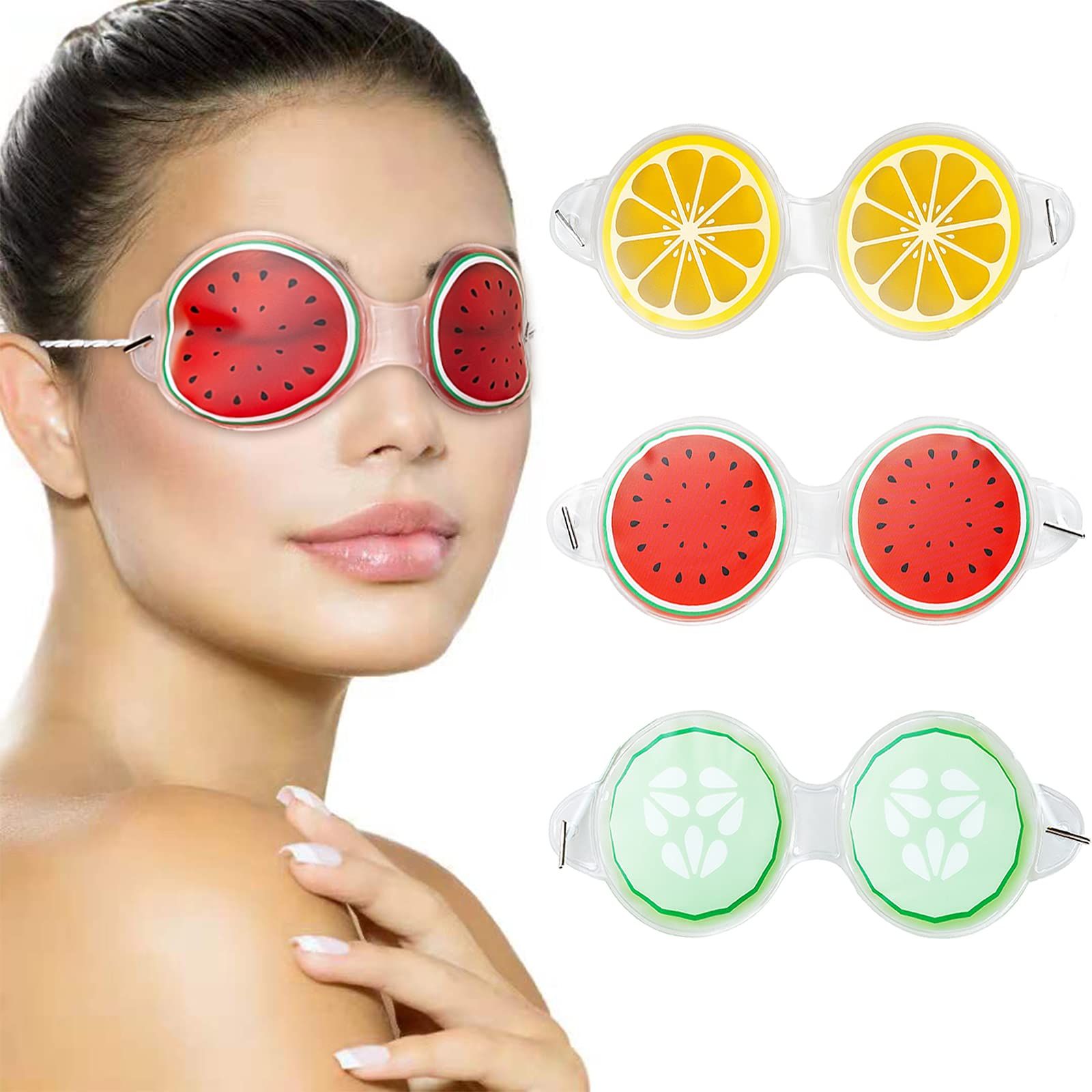 Cold/Hot Packs Reusable Cute Cooling Ice Eye Masks,Relief Migraine Eyes Swollen,Soft & Non Toxic Suitable (3 Pack)