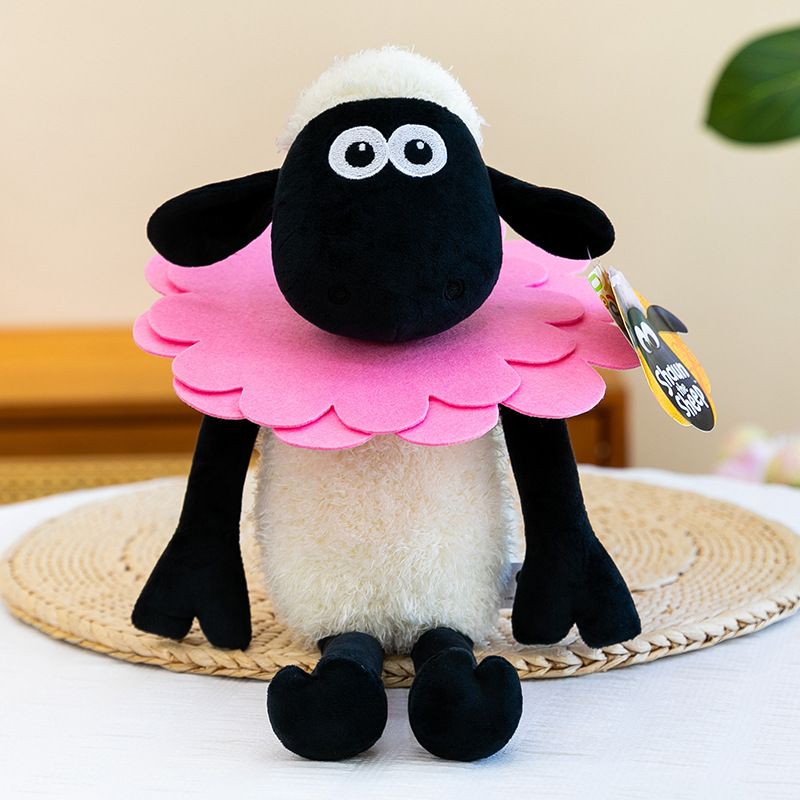 Cute Shaun the Sheep Plush Toy - Soft Stuffed Sheep in Spring Outfit - Adorable Animal Plushie for Birthday Gift - Shaun Spring 37cm