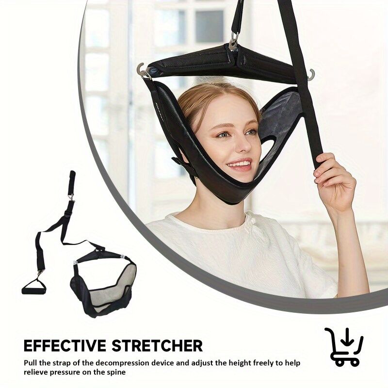 Portable neck stretcher for home use, medium tension with polyamide material, 360° rotation and 2-point connection, suitable for travel and home use to relieve — image 4
