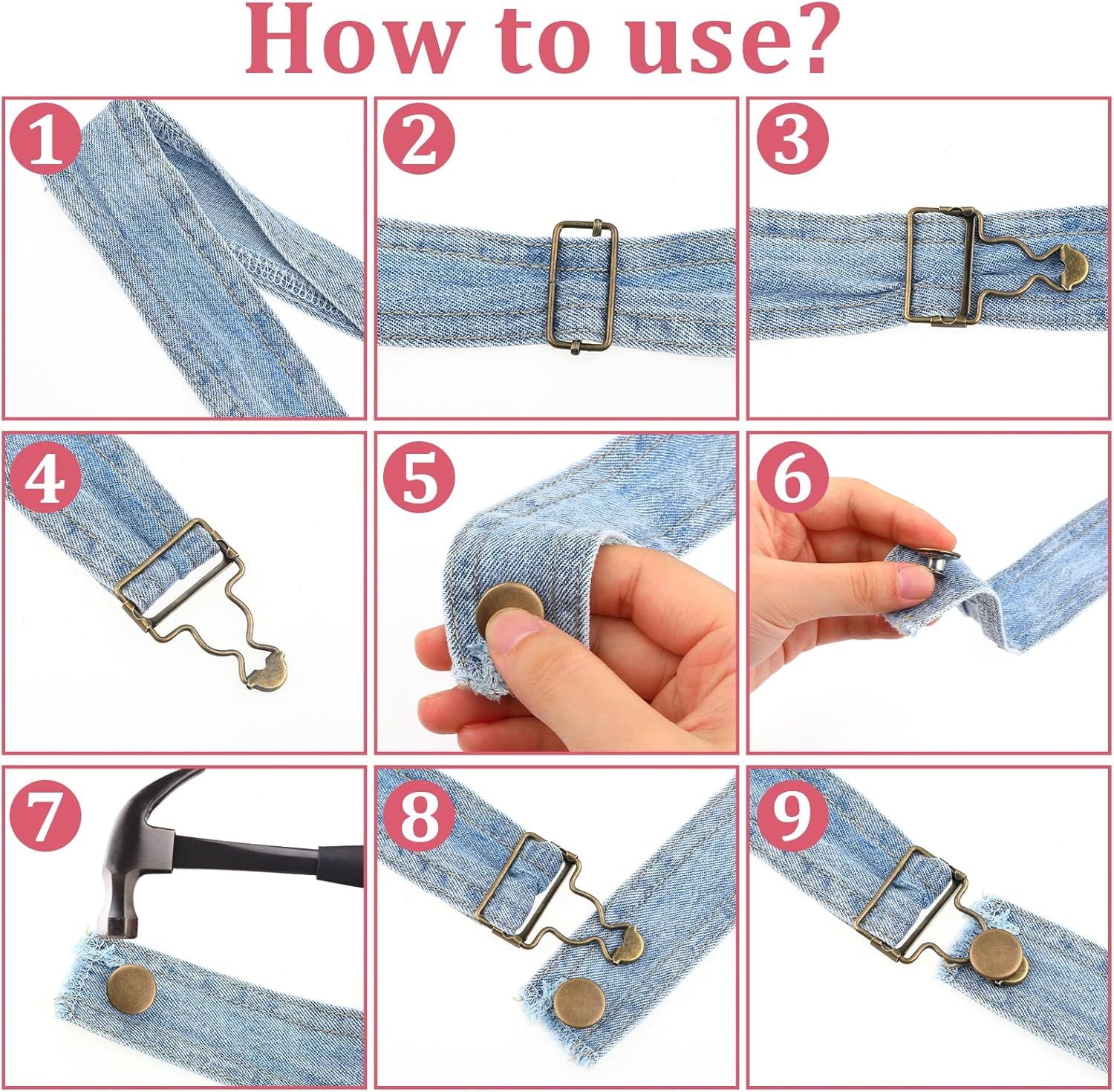6 Sets Overalls Buckles, 1.25 inch Metal Overall Replacement Clasp Clips with Adjustable Tri Glide Slide Buckle and Buttons, DIY Button No-Sew Accessories for — image 6
