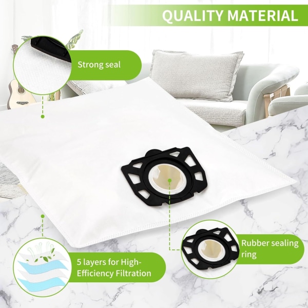 10 vacuum cleaner bags for Kärcher vacuum cleaners, compatible with wd4 wd5 wd6 mv4 mv5 mv6 — image 3