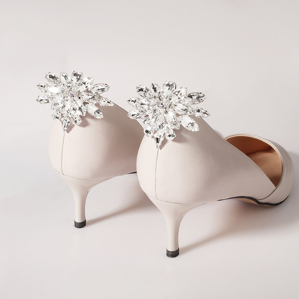 A Pair of Flower-shaped Rhinestones Crystal Shoe Clips Women Bride Wedding Party Jewelry Charms Buckle Shoe Decoration Accessories — image 5