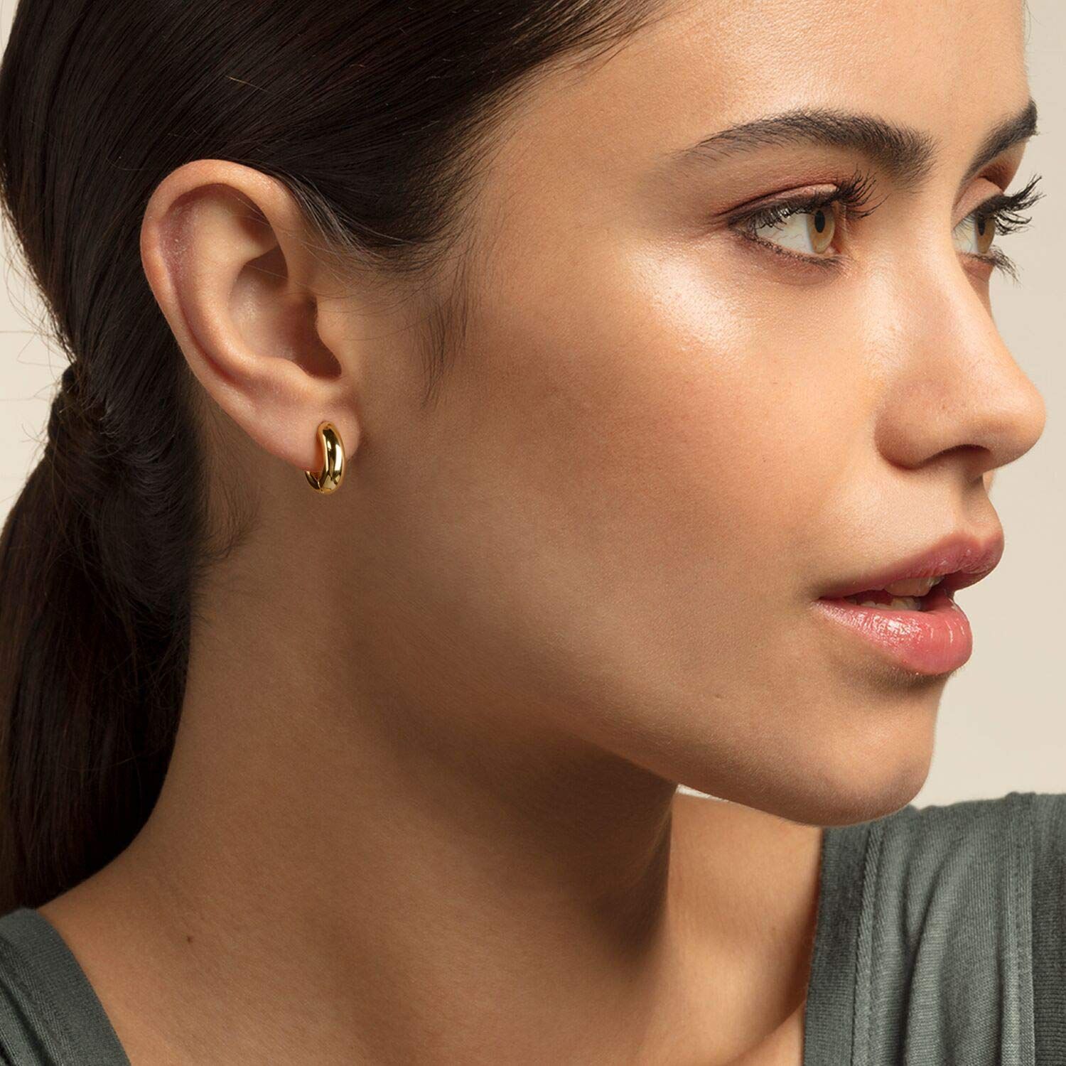 Small Earrings For Women, Earrings, Croissant, Square, Beaded, Everyday Fashion Jewelry yet elegant with a touch of sophistication — image 3