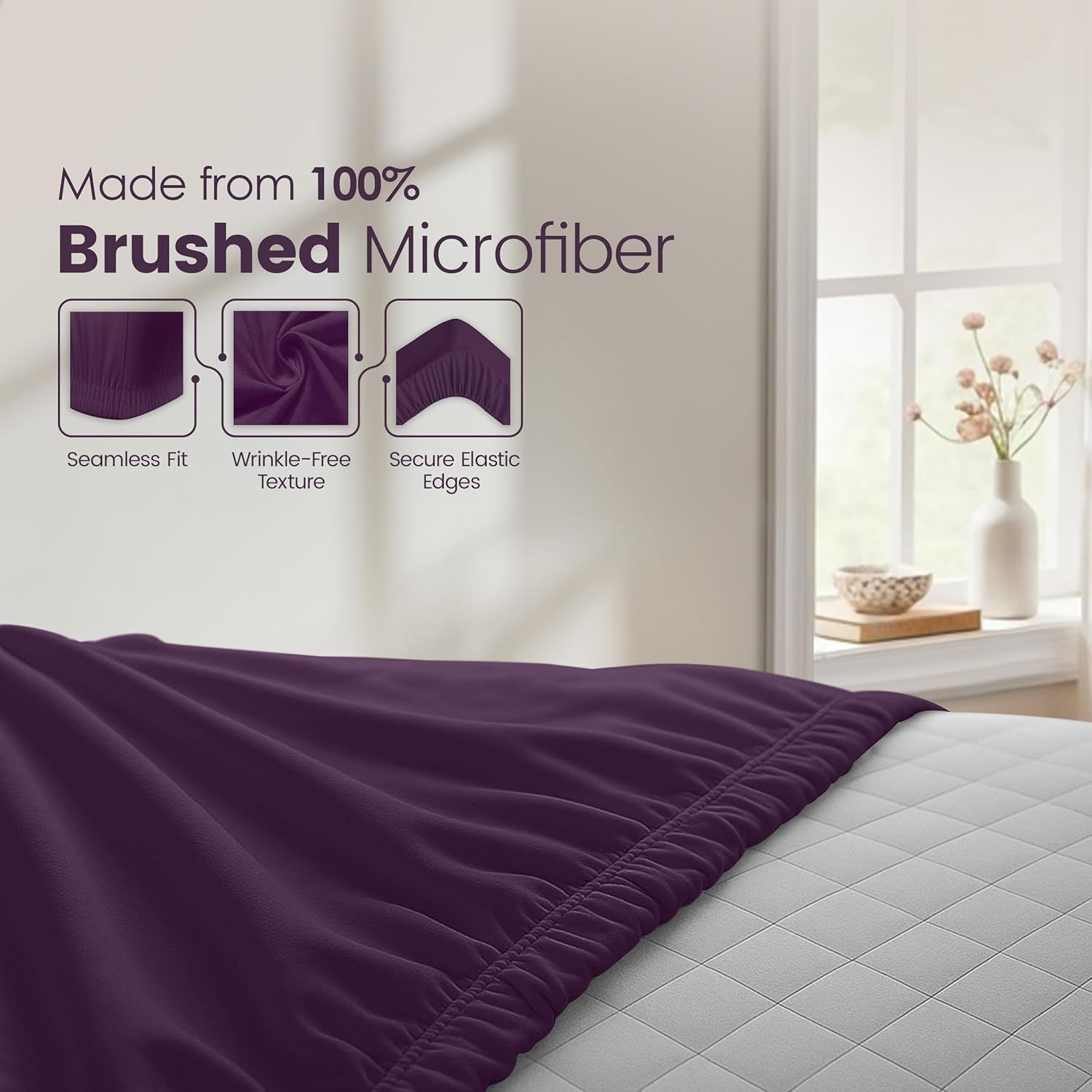 Hotel Quality Fitted Sheet - 1 Piece Fitted Sheet -Breathable Bedding - Wrinkle, Fade, Stain Resistant- 16inch/40cm Deep Pocket Fitted Bed — image 6