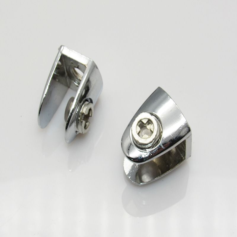 2 Pcs Glass Shelf Bracket Adjustable Zinc Alloy Glass Door Cabinet Clip Glass Shelf Bracket Duty Clamp Shelf Silver — image 4