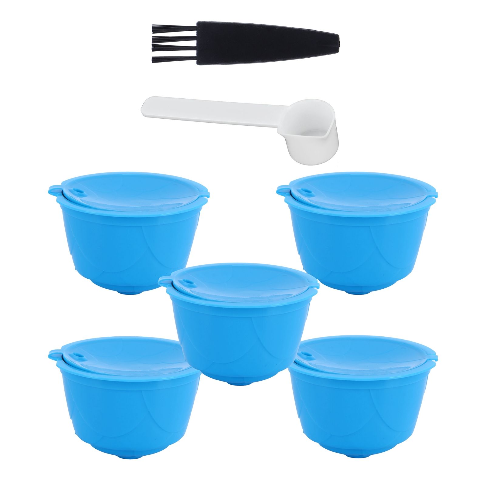 Refillable Coffee Capsule Filter Cup Kit Accessories for DOLCE GUSTO Coffee Machine(Blue 5 Capsules1 Spoon 1 Brush) — image 4