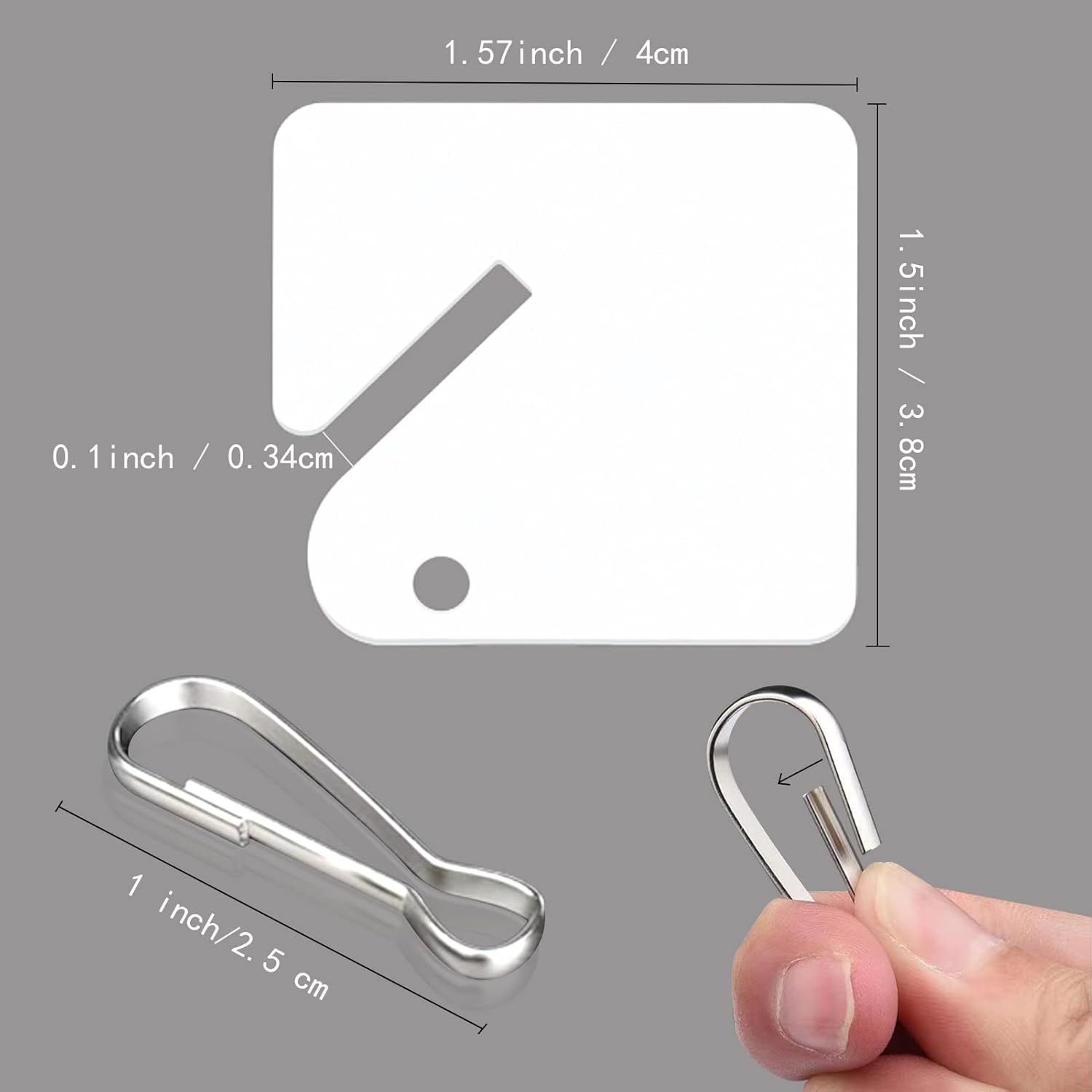 60 Piece Square Plastic Key Tags White, 4 x 3.8 cm โ image 3