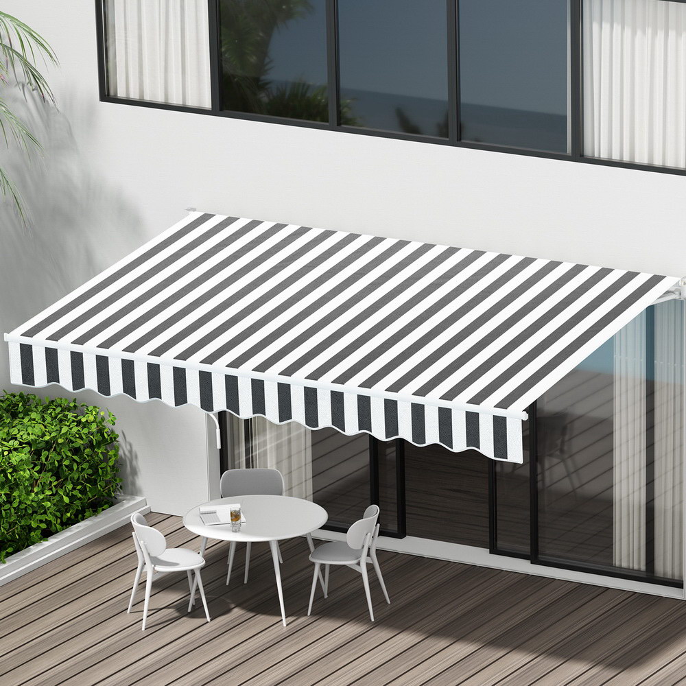 Instahut Retractable Folding Arm Awning Motorised Sunshade 4Mx3M Grey White โ image 5