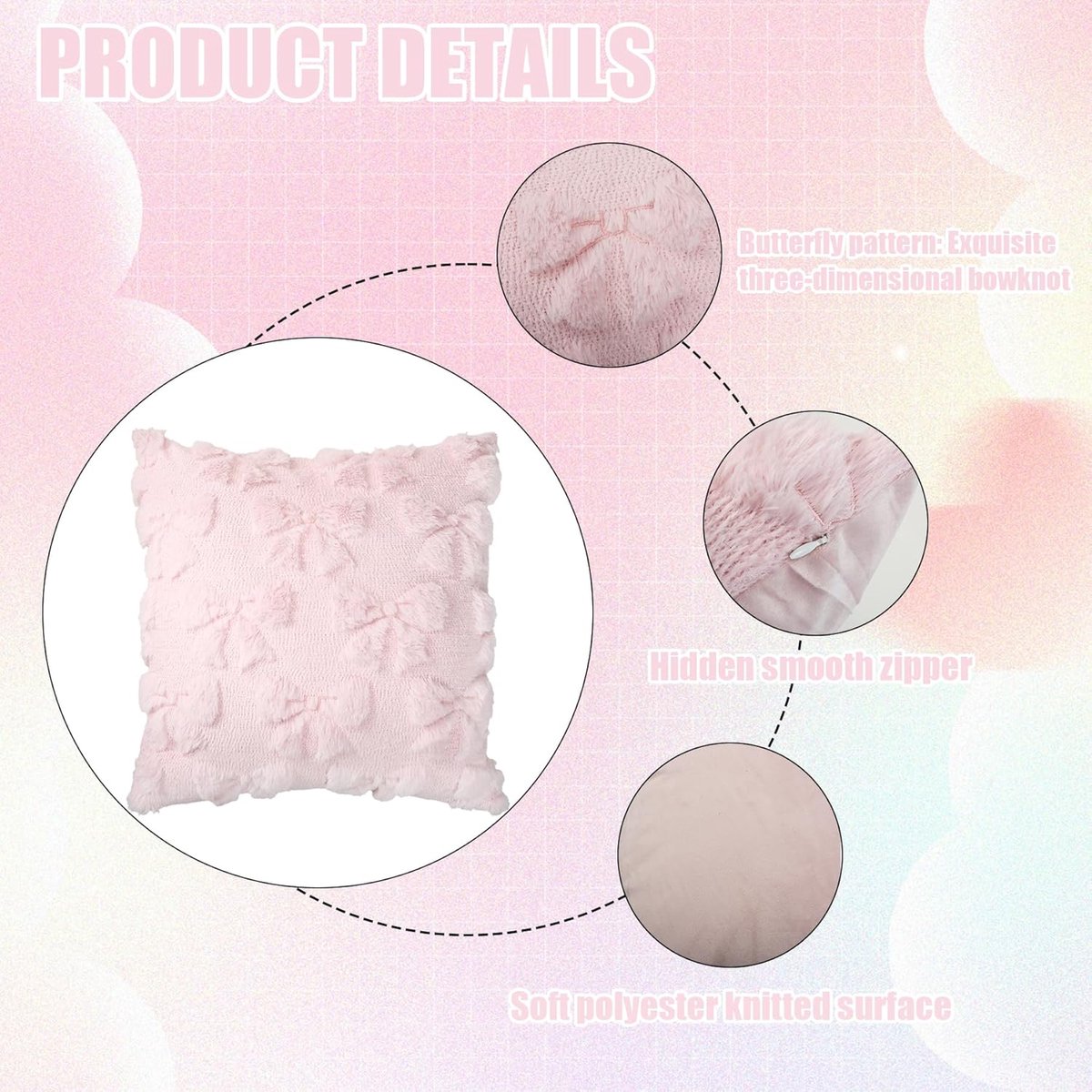 pieces - Pillowcase - Cushion covers with bow - Decorative pillowcases - Room Decoration - Home Decoration - for the living room, bedroom and sofa - 45*45 cm — image 2