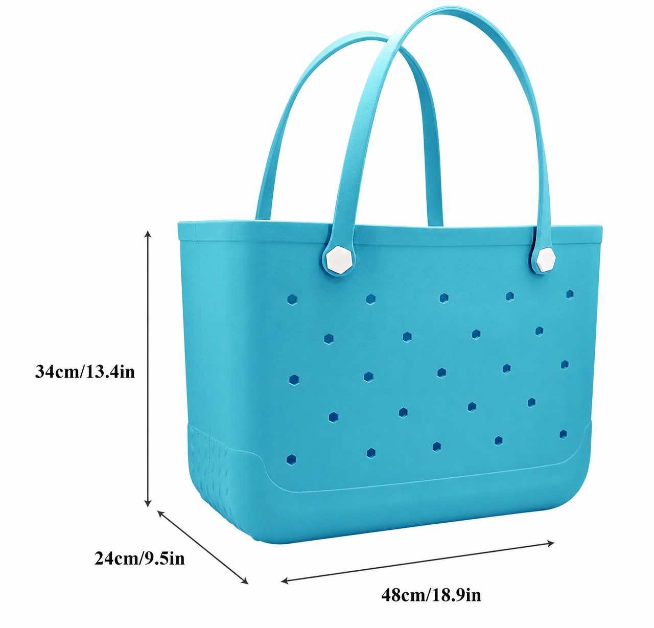 Waterproof Hexagon Mesh Beach Bag - Large Capacity Travel Storage Tote for Swimwear Towel Sunglasses - Lake Blue Large 48x34x24cm โ image 5