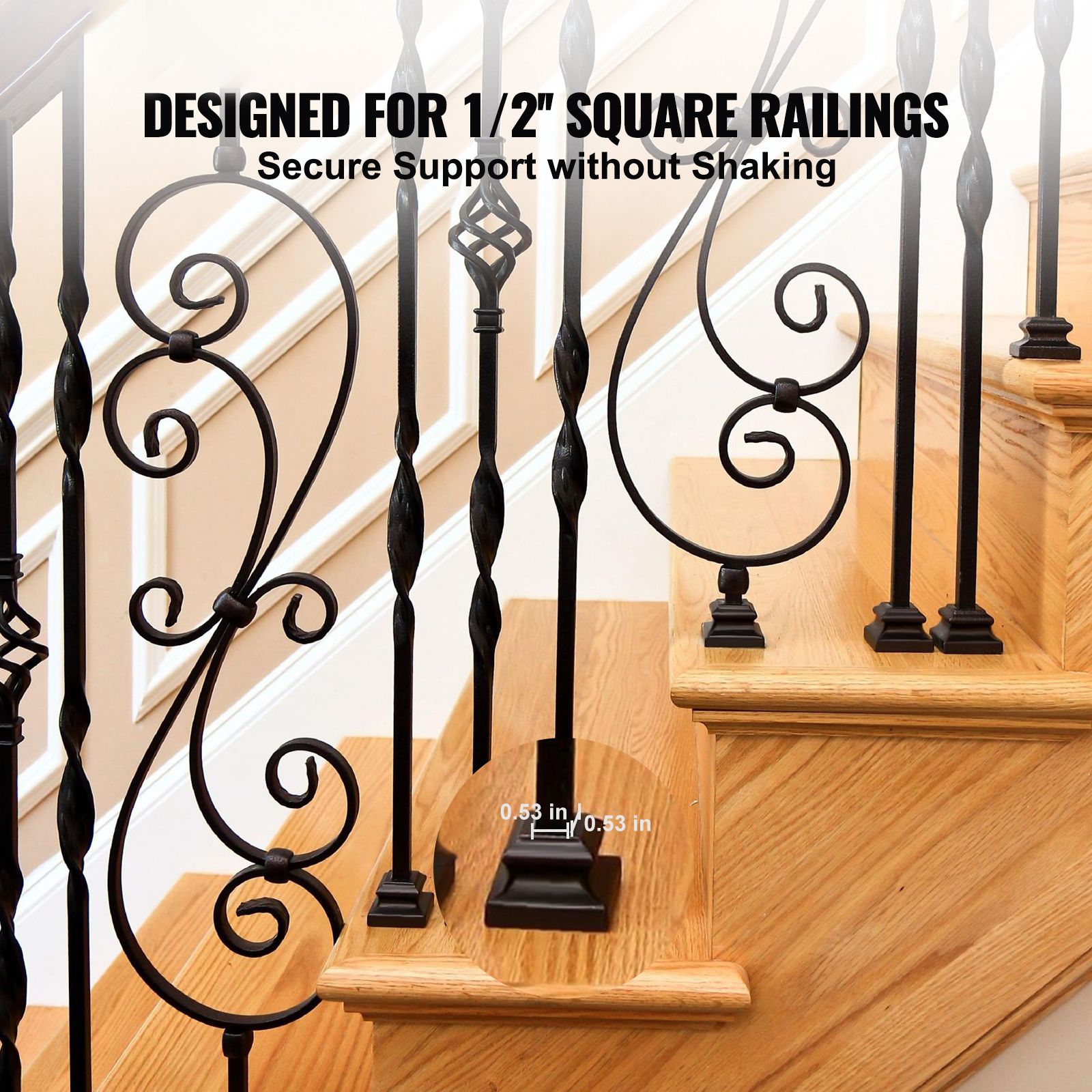 50 PCS Aluminum Alloy Baluster Flat Shoes Wrought Spindles for Staircase — image 2