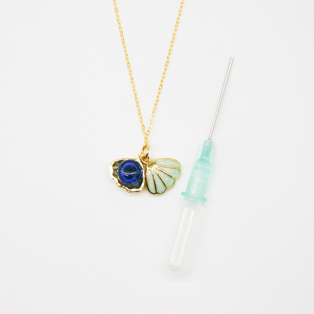 Gift Box - Aroma Necklace 925 Silver, Gold coated - Green Shell Ocean Depth (Dark Blue) + Purify Oil Blend โ image 5