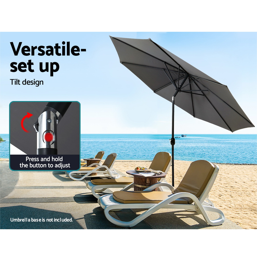 Instahut 3m Outdoor Umbrella Beach Pole Garden Patio Tilt Charcoal โ image 4