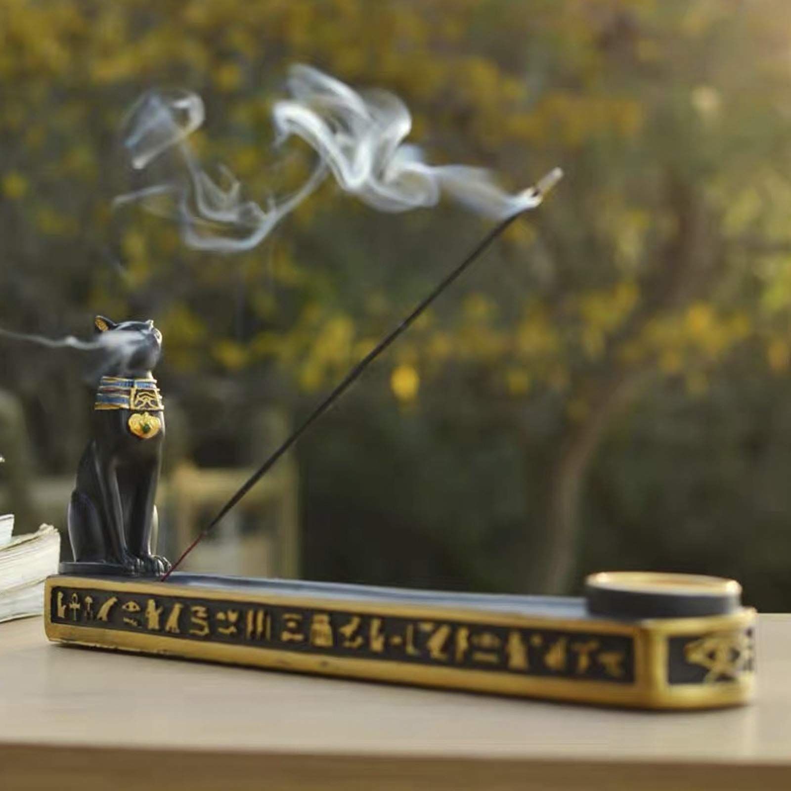 Lemonadeus Ancient Egypt Egyptian Bastet Cat Goddess Statue Collectible Figurine Bastet Golden Incense Sticks Burner/Holder โ image 5