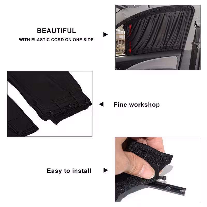 2pcs Universal Car Sun Shade Side Window Curtain Auto Foldable Uv Protection Black Pure Cloth Sun Visor Blinds Cover Car-Styling 50*47cm โ image 5