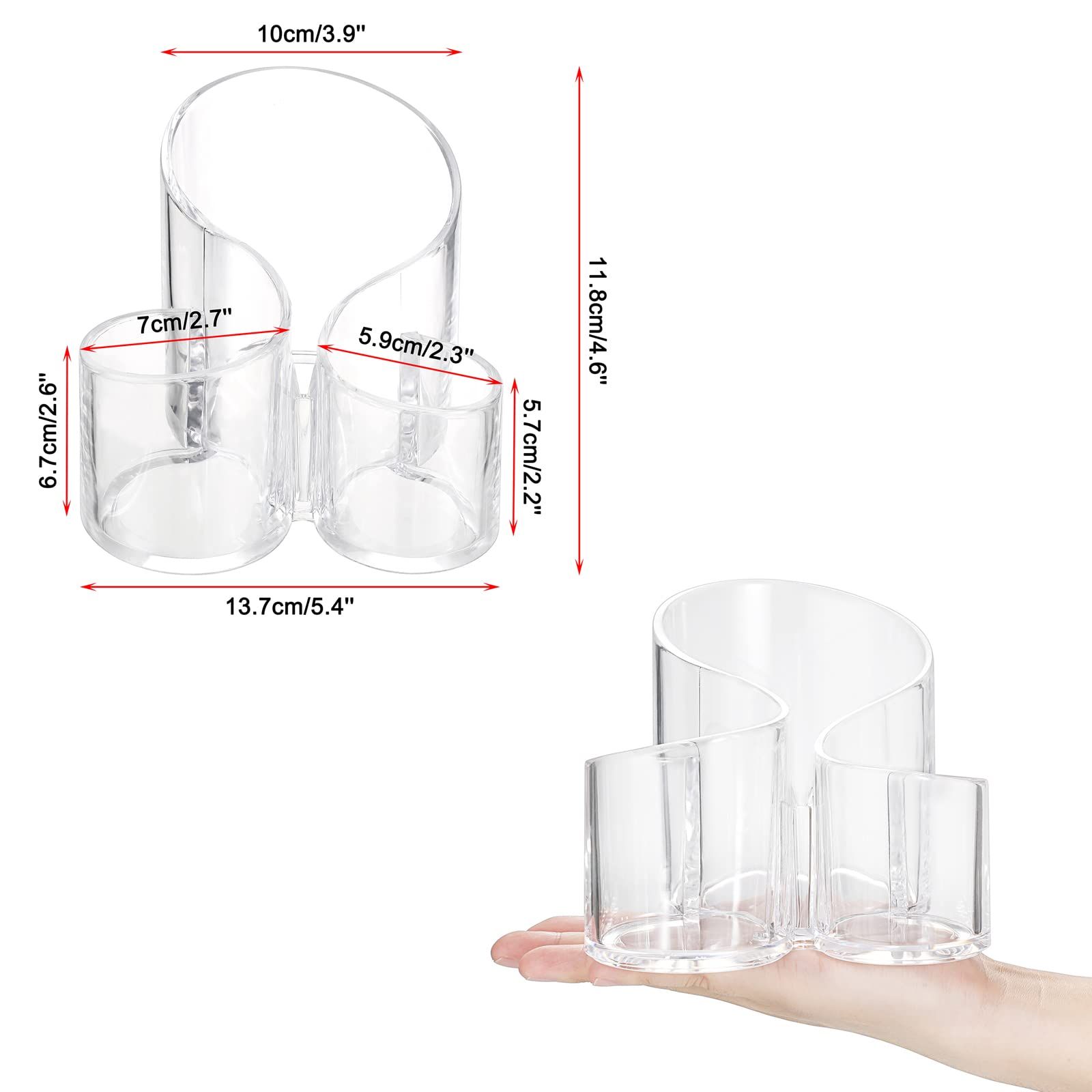 Acrylic Makeup Brush Holder Clear Cosmetics Brush Organizer Remote Control Holder Office Desktop Pen/Pencil, 3 Compartment โ image 5