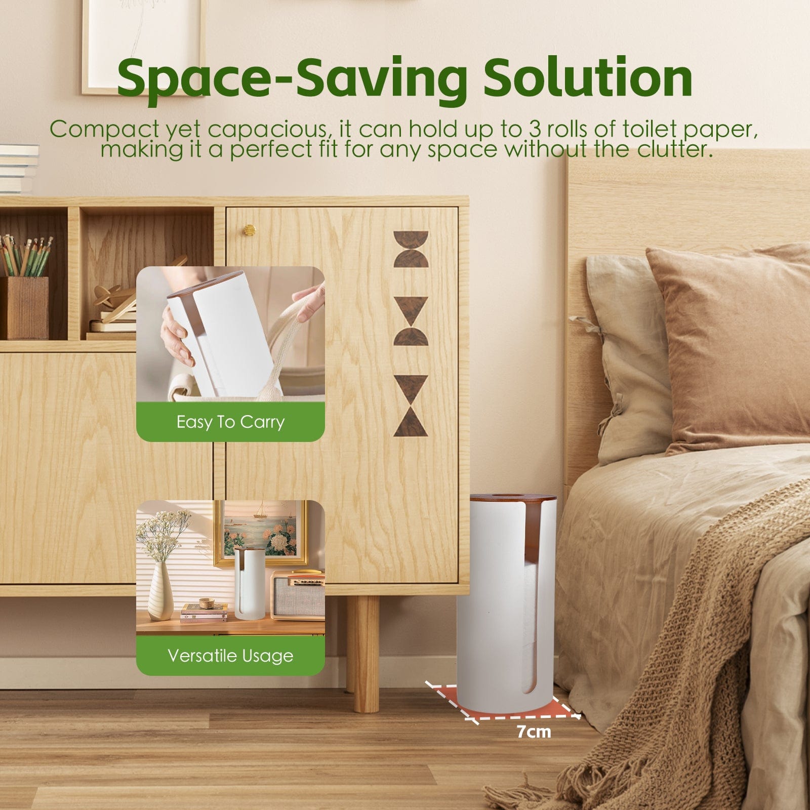 2 Pcs Bamboo Lid Toilet Roll Storage Holder – Clevinger Series, Eco-Friendly Moso Bamboo — image 4