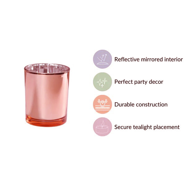 40 Pack Rose Gold Pink Votive Tealight Candle Holders Valentines Day Mercury Wedding Decor Glass Candlestick Party Decorations Bridal Baby Shower Event — image 5