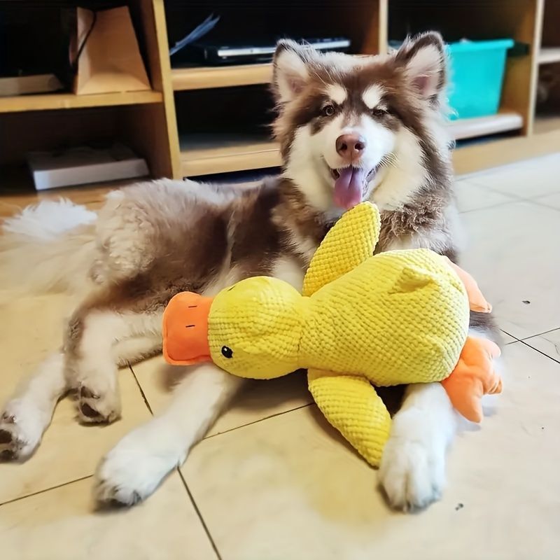 Dog Toy Plush Dog Toy Chew Resistant Toy Squeaky Dog Toy Duck Shaped Dog Toy - Yellow - Size large — image 2