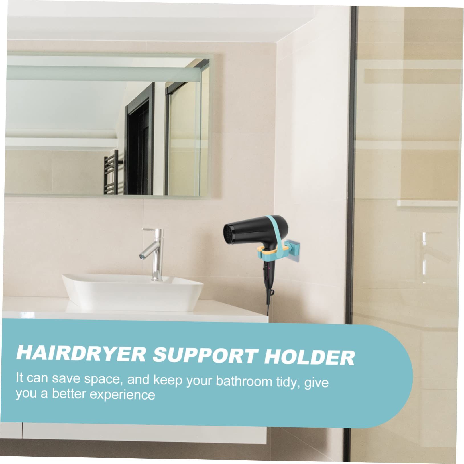 1pc Hair Dryer Holder Hair Dryer Stand Wall-mounted Rack Bathroom Supply Hole- Air Dryer Bracket Hairdryer Storage โ image 4