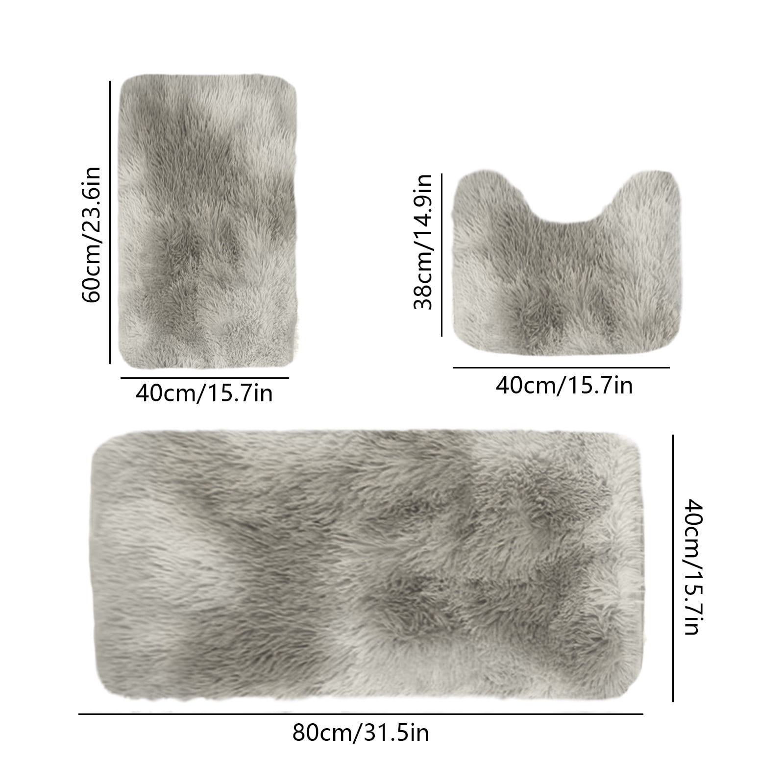 5Pc Bath Mats for Bathroom, Quick-Dry Bathroom Rugs Sets Washable Non-Slip Bath Mat Ultra Soft Absorbent with U-Shaped Toilet for Bathroom, Tub, Shower,Gray — image 3