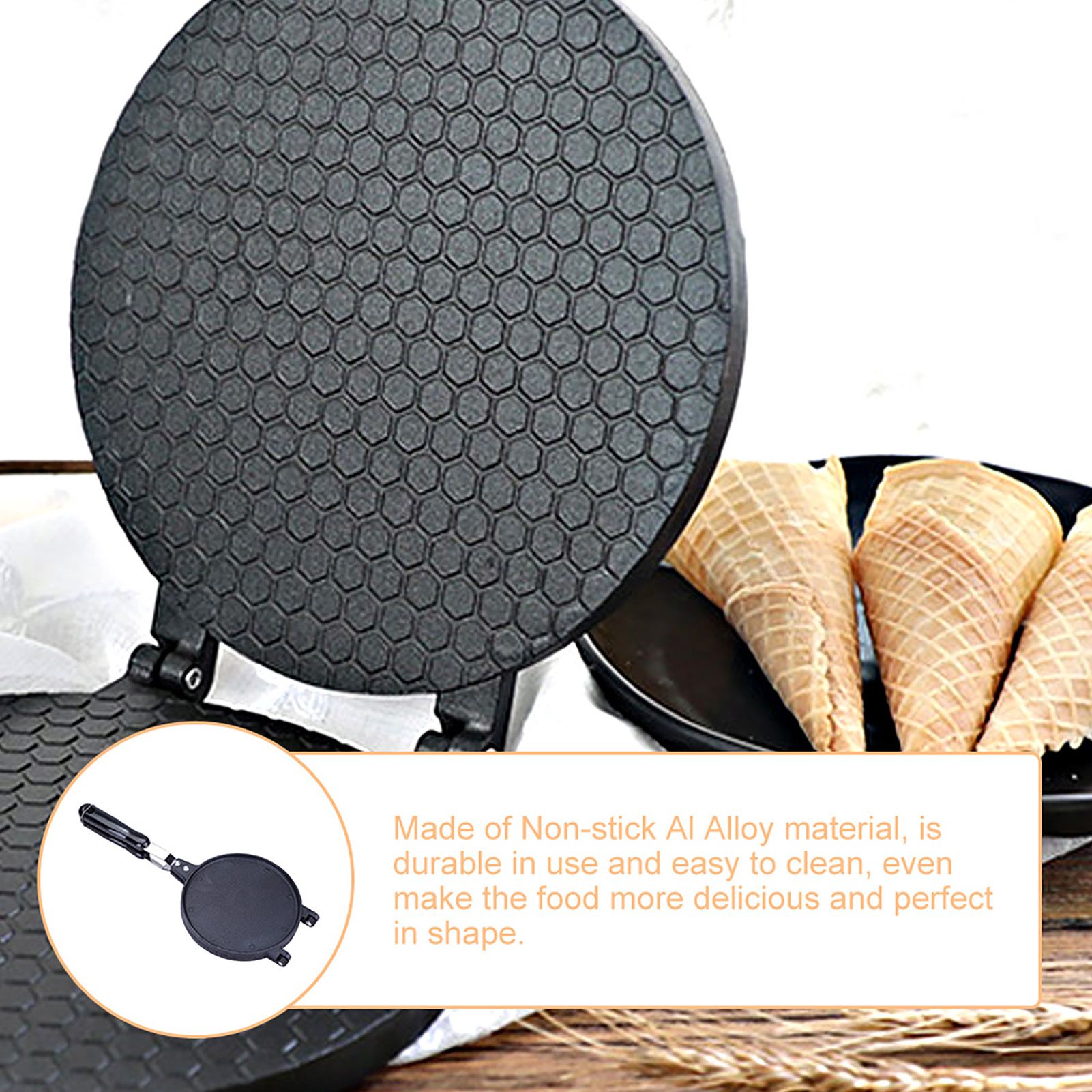 Household Kitchen Gas Nonstick Waffle Cone Making Mold Mould Baker Egg Roll Baking Tool — image 5