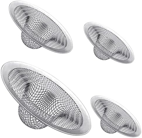 4PCS Heavy Duty Stainless Steel Sink Strainer,Sink Basket Set, Fits Most Kitchen Sinks 4.5'', Bathroom Sinks 2.75'',Shower Drains — image 2