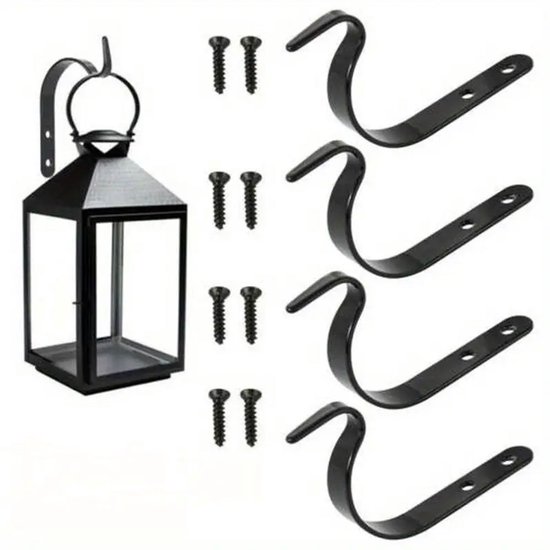 Hanging hooks - Set of 4 - Wall mounting - Suitable for bird feeders - Black - Suitable for indoor and outdoor use โ image 2