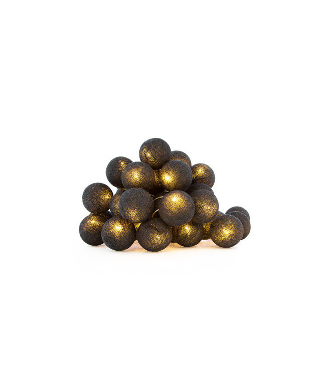 1 Set of 20 LED Black 5cm Cotton Ball Battery Powered String Lights Christmas Gift Home Wedding Party Bedroom Decoration Outdoor Indoor Table Centrepiece โ image 5