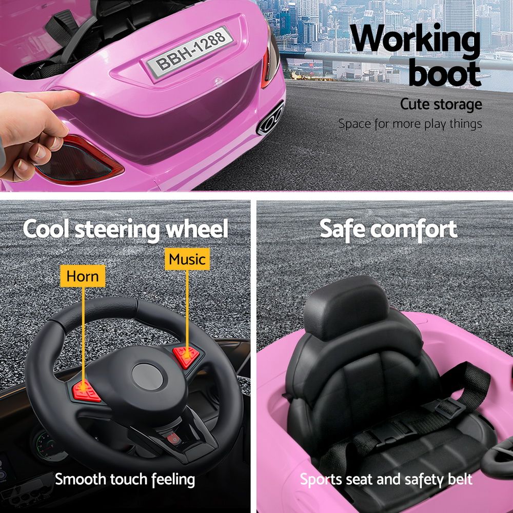 Rigo Kids Electric Ride On Car Toys Cars Headlight Music Remote Control 12V Pink โ image 5