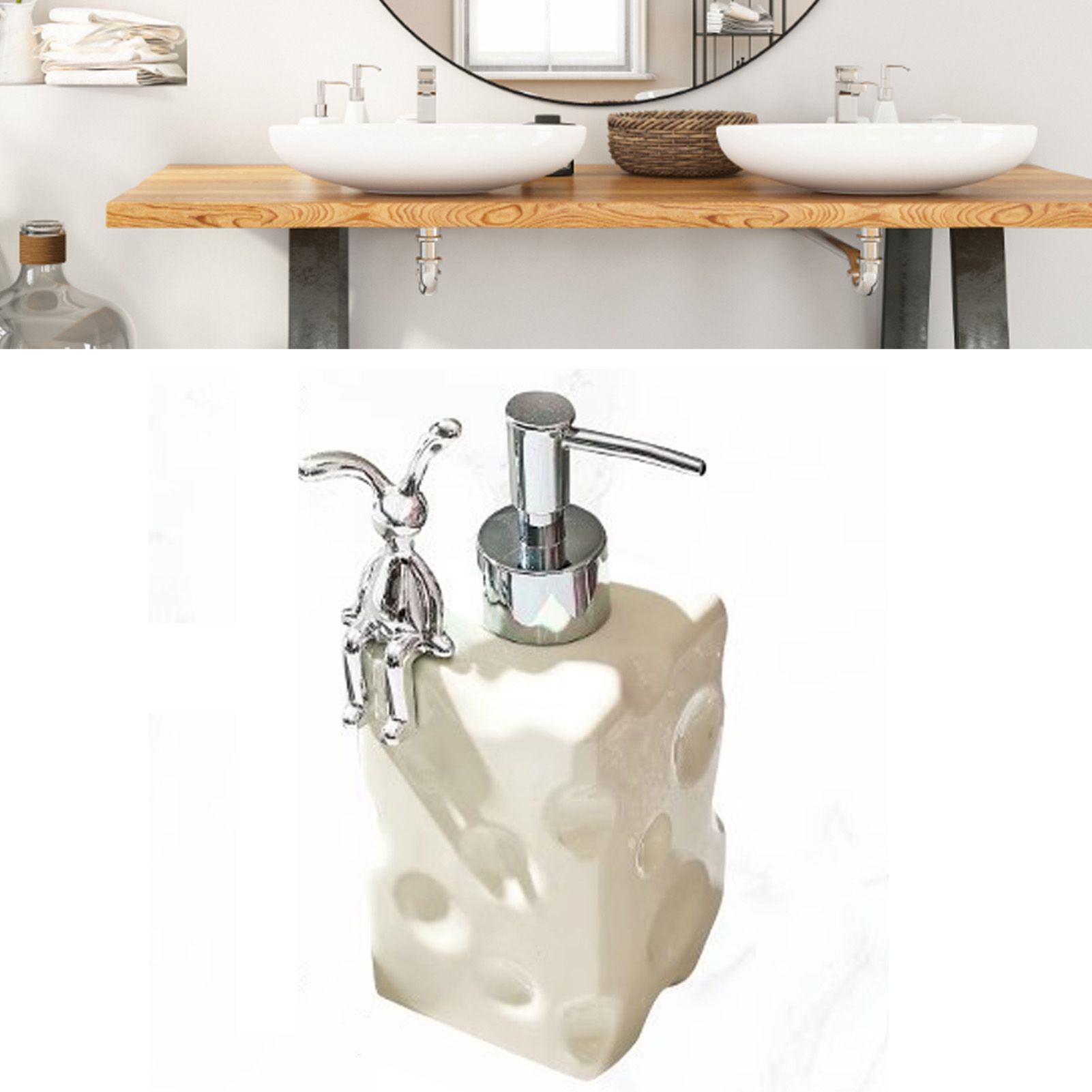 Shampoo Dispenser Bottle Ceramic Large Capacity Home Decoration with Pump for Bathroom Large White โ image 5