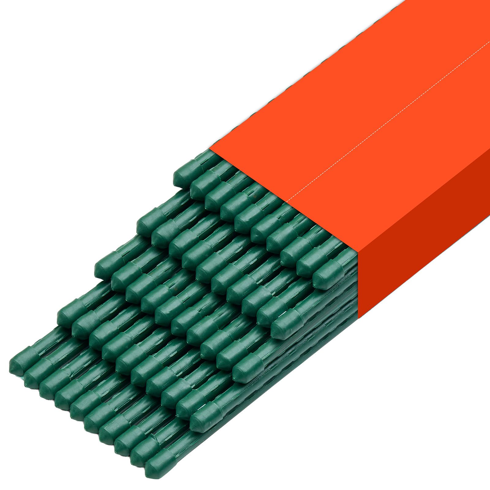 Garden Stakes, 50 Pack, 1800 mm, Plastic Coated Metal Tomato Stakes, Garden Sticks for Plants Support, with Pointed End and Non-Slip Bumps for