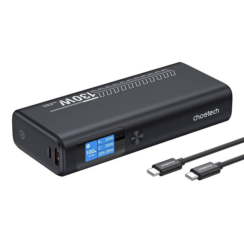 CHOETECH B702 20000mAh PD130W USB-A + USB-C x 2, 3-Port & TFT Display Power Bank — image 3