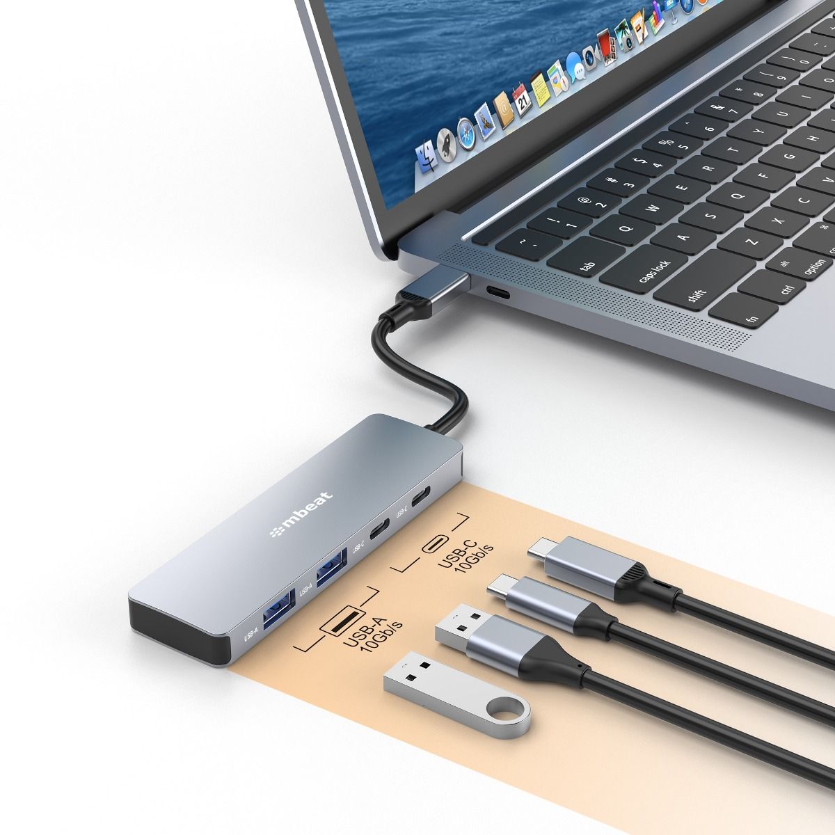 mbeat Elite 4-Port 10Gbps USB-C Gen 2 Hub (2A+2C) โ image 2