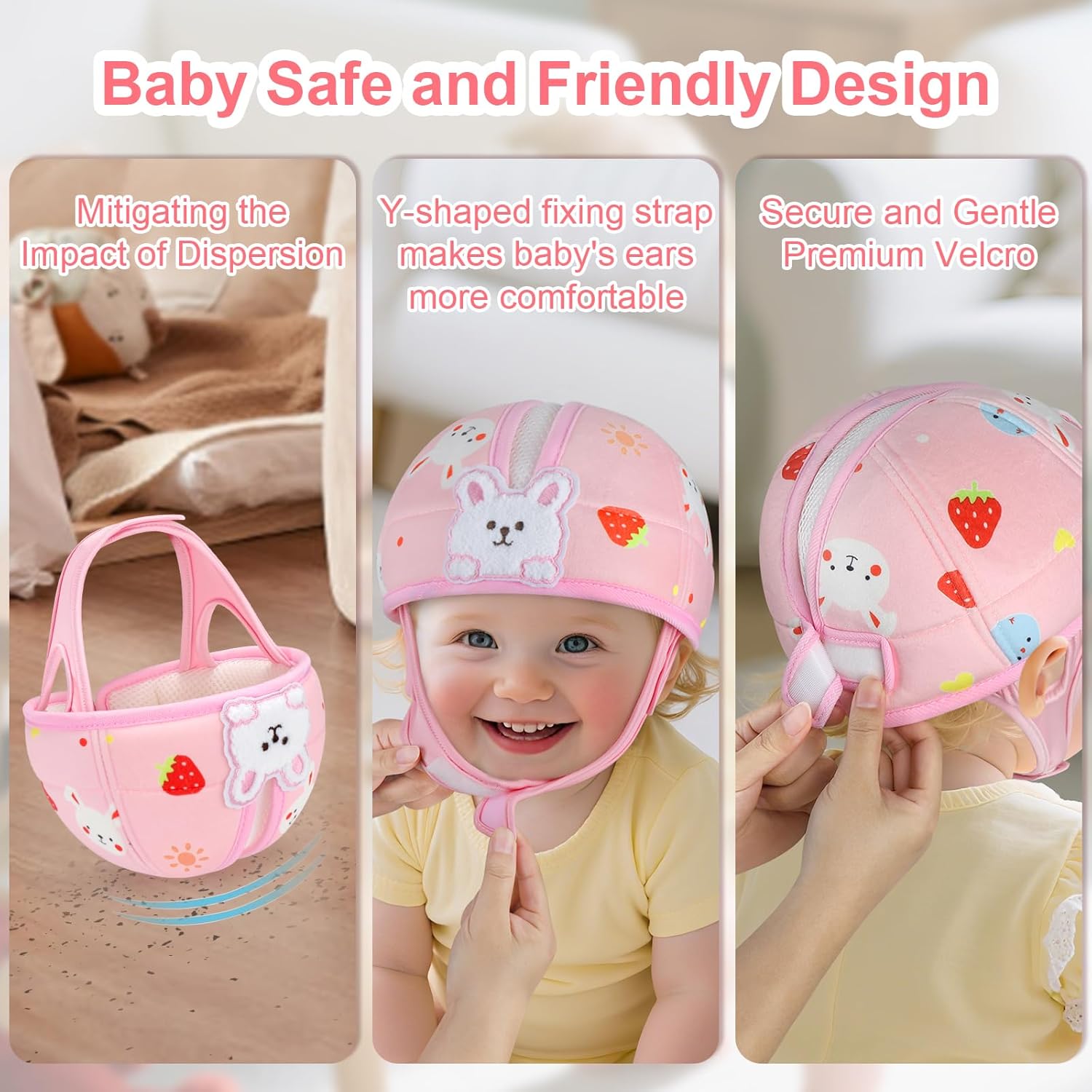 Baby Head Protector, Cute Baby Safety Helmet for Crawling Walking Running, Infant Headguard Soft Cushion Lightweight Breathable Protective Caps, Anti-Collision — image 4