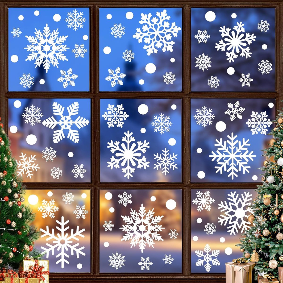 Reusable Christmas Window Stickers - Christmas Window Decoration - 116 stickers for the holidays, including 9 snowflake stickers - Suitable for winter interior