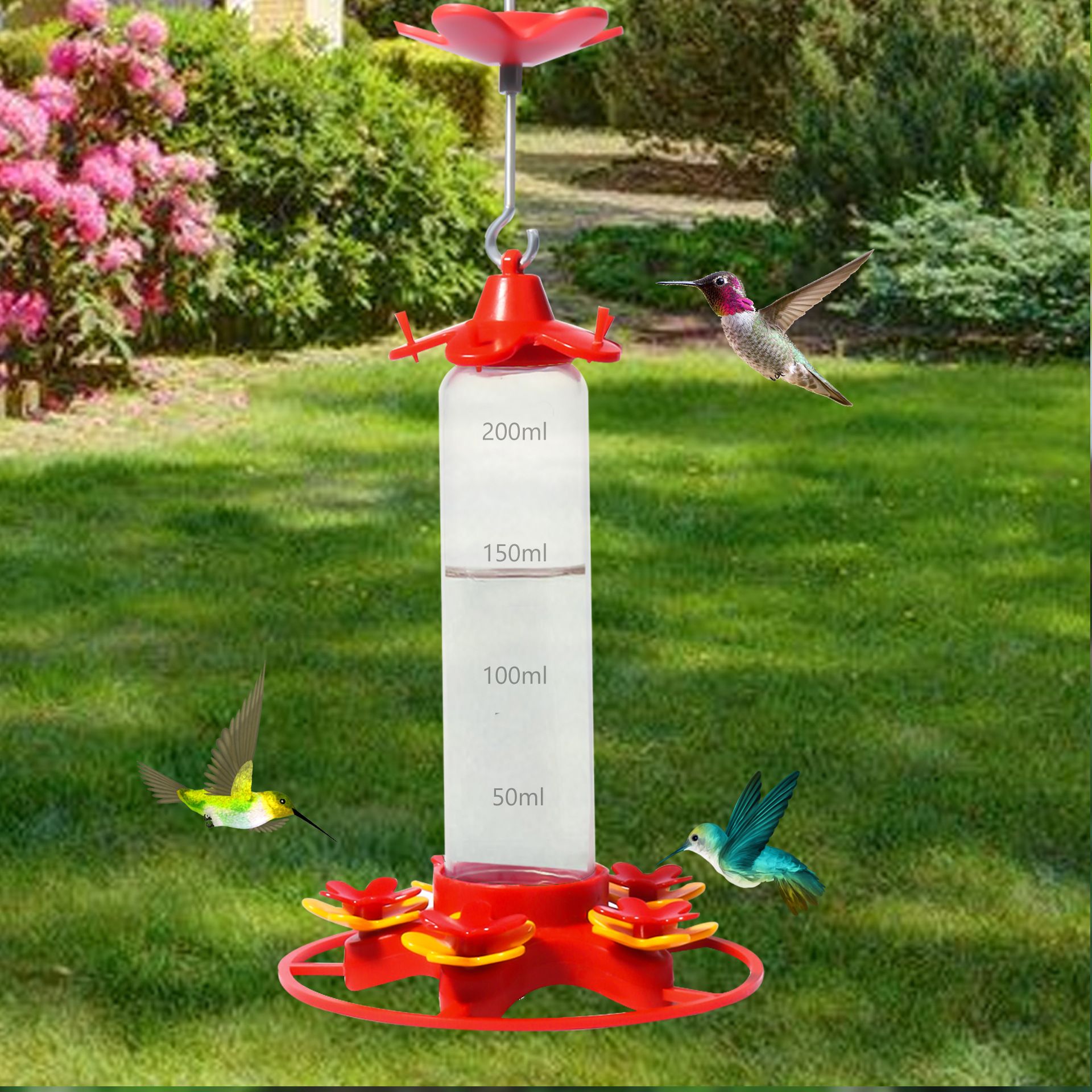 Plastic Hummingbird Feeders for Outdoor Hanging, Ant-Proof and Bee-Proof Design, 6 Feeding Ports, Leak-Proof and Easy to Clean โ image 3