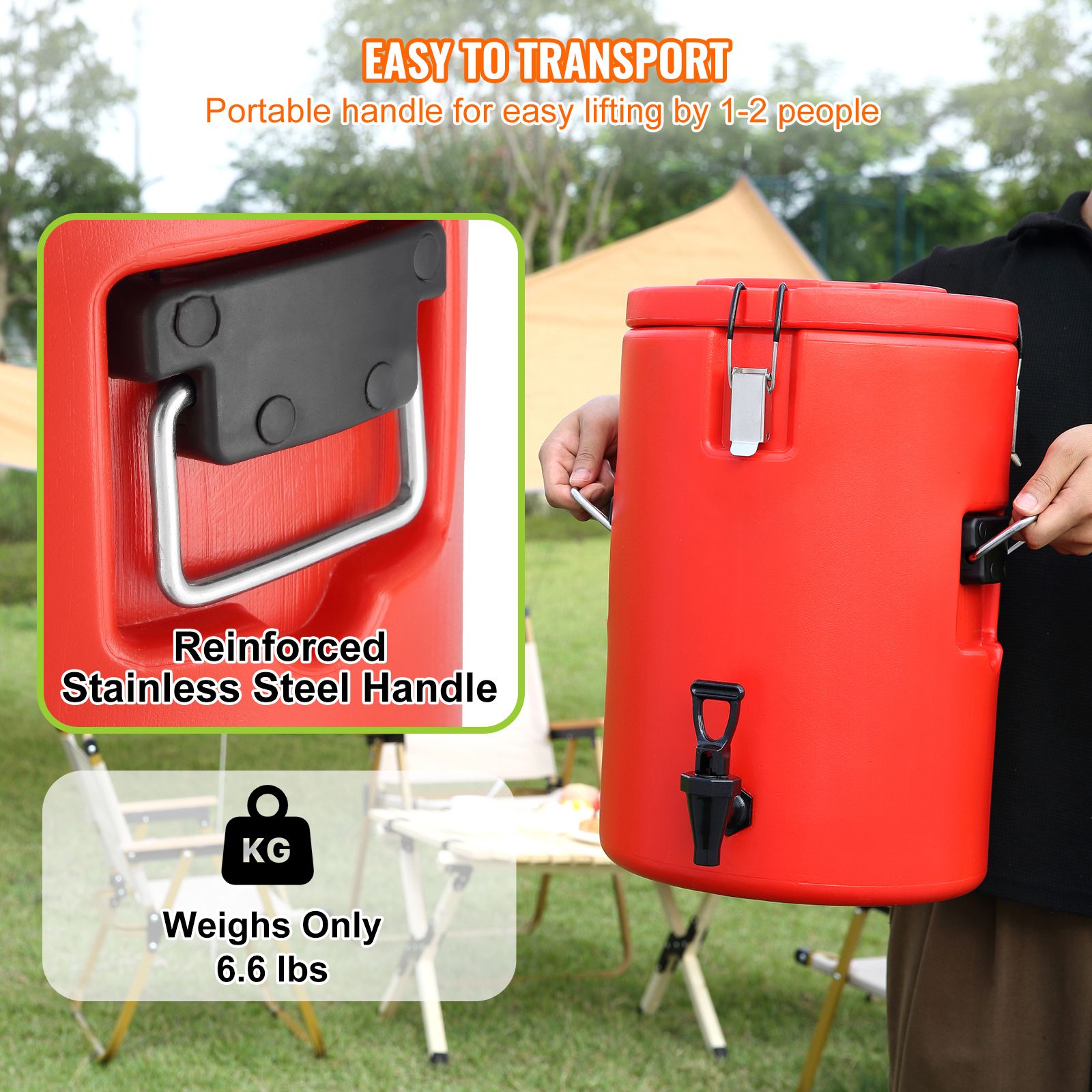 Stainless Steel Insulated Beverage Dispenser, 17.2 Liter, Thermal Hot and Cold Drink Server Dispenser with Spigot Handle, Food-grade for Hot Tea Coffee Water — image 6