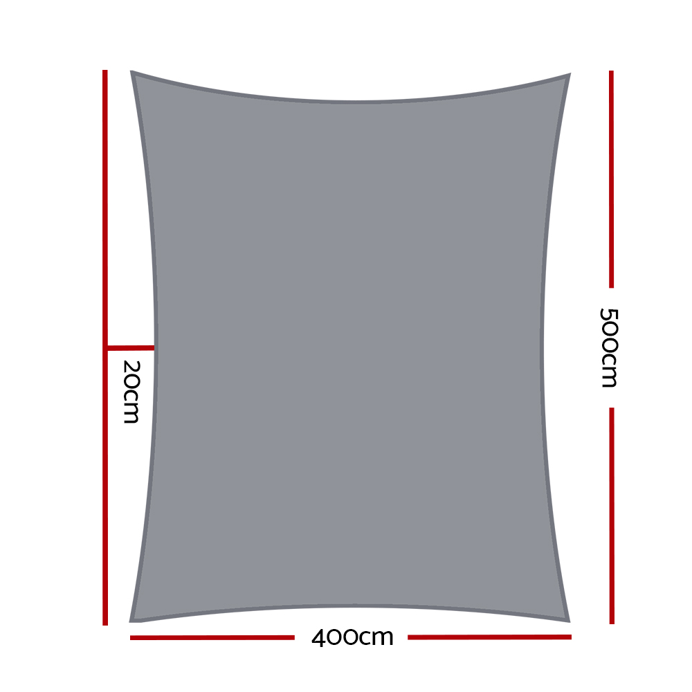 Instahut Shade Sail 4x5m Rectangle 280GSM 98% Grey Shade Cloth โ image 2