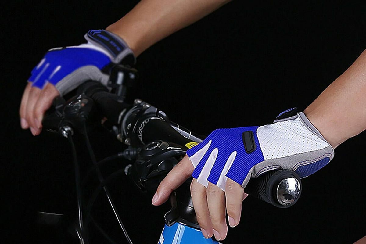 1 Pair Cycling Half Finger Bike Gloves With Anti Slip Pad For Unisex - Blue & L — image 2