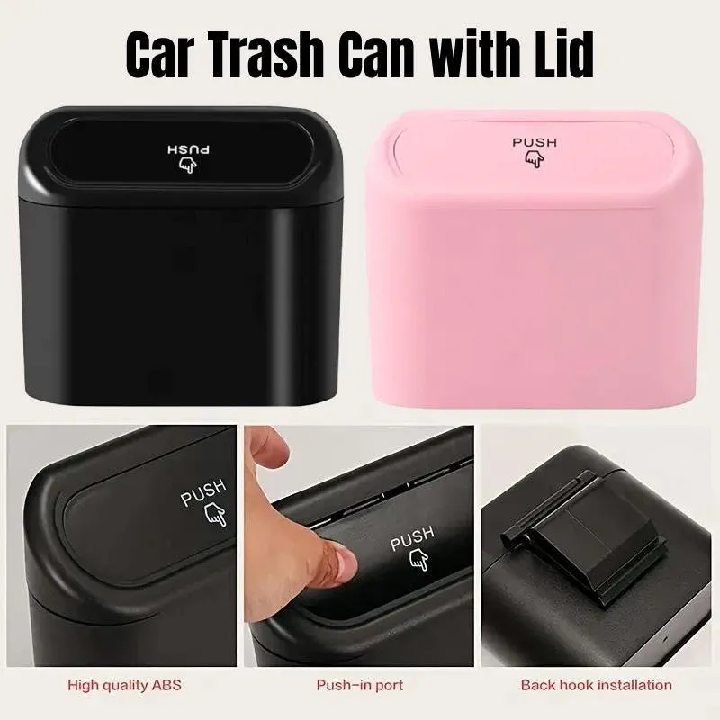 Car Wastebasket Door Mounted Multifunctional Storage Box Trash Bin Organizer - Pink — image 2