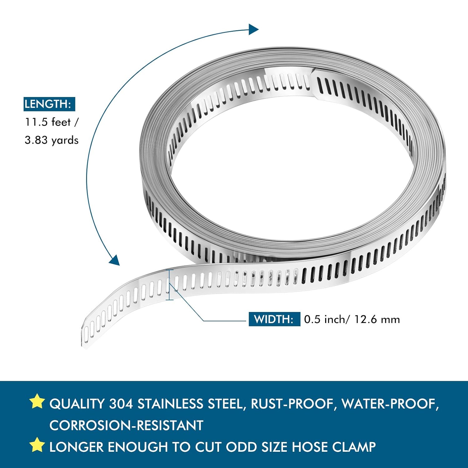 Hoses Clamps, Clamps Worm, Worm Clamps Stainless Steel, Large Hose Clamp Worm Drive Hose Clamps Adjustable Pipe Hose Clamp for Intercooler, Pipe, Plumbing โ image 4